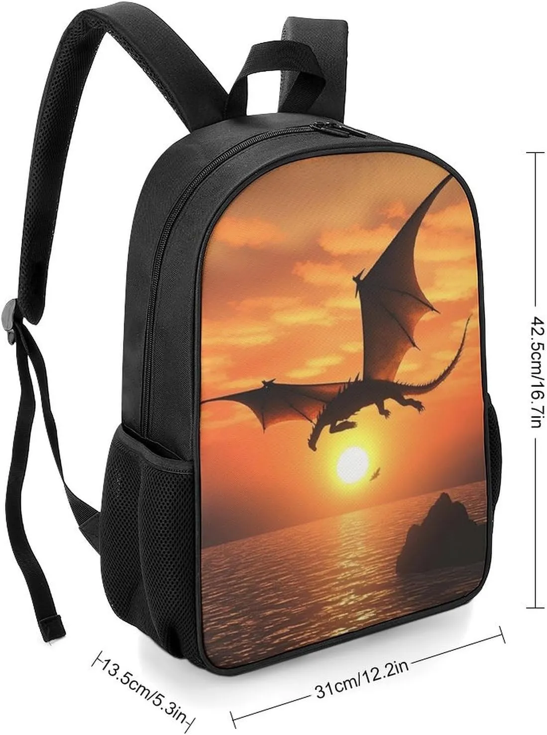 Laptop Backpack for Travel Daypack Sea Sunset Flying Dragon Computer Bag Work Back Pack Laptop Bag Casual Nurse Bag