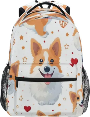 Laptop Backpack for Unisex Adult Waterproof Carry On Backpacks with Chest Strap for Business Work College Travel Trip Cute Cartoon Puppy Dog White