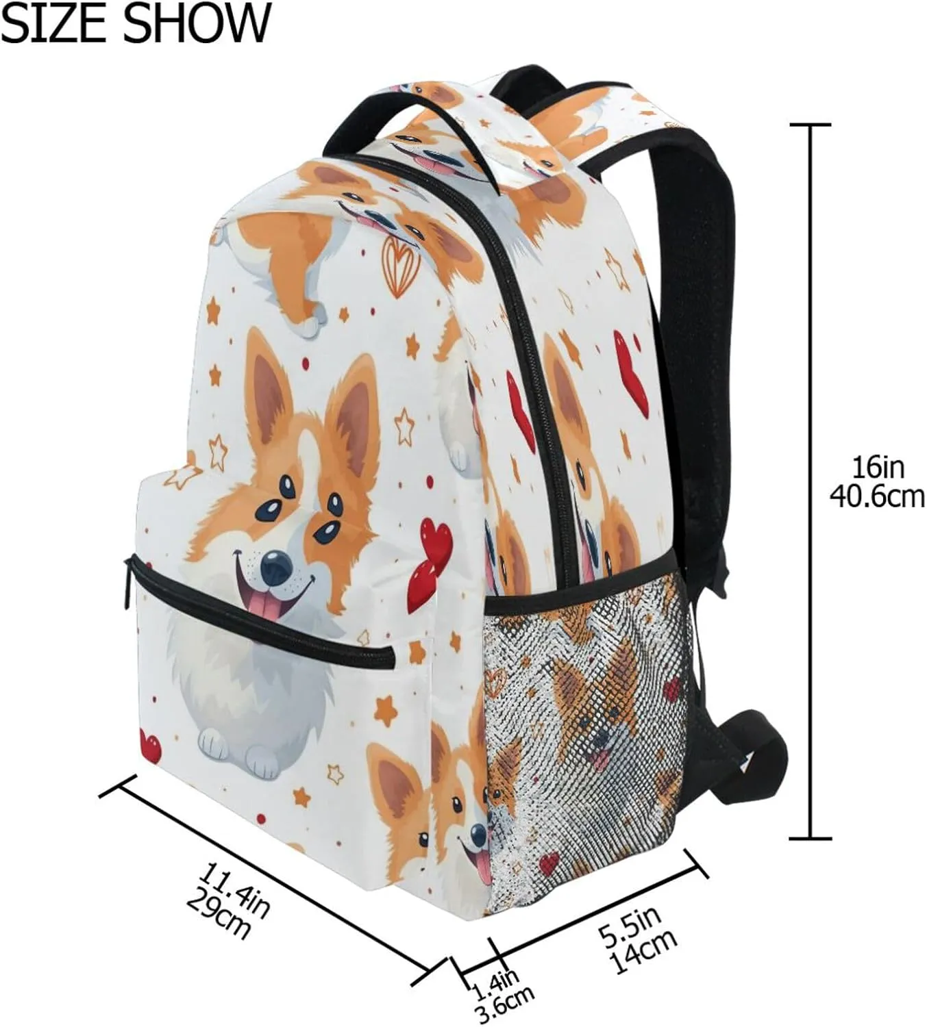 Laptop Backpack for Unisex Adult Waterproof Carry On Backpacks with Chest Strap for Business Work College Travel Trip Cute Cartoon Puppy Dog White