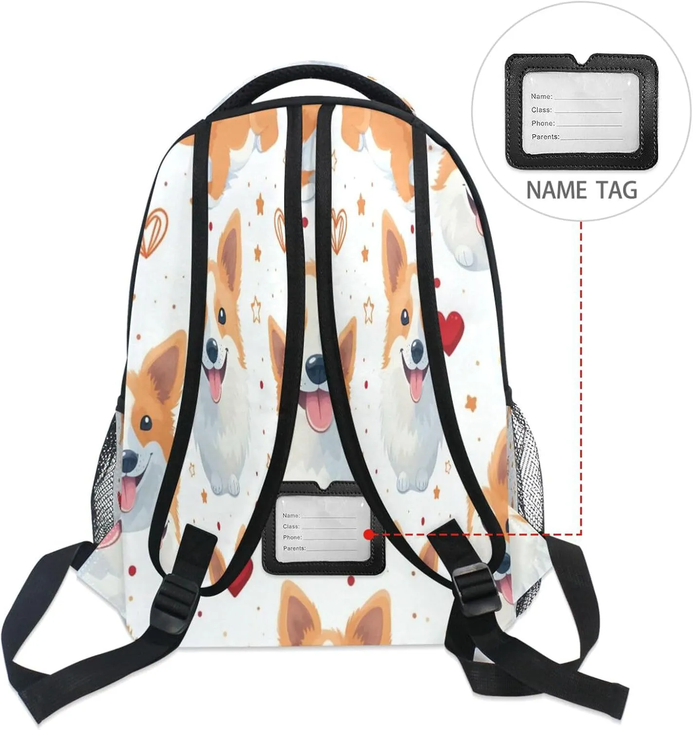 Laptop Backpack for Unisex Adult Waterproof Carry On Backpacks with Chest Strap for Business Work College Travel Trip Cute Cartoon Puppy Dog White