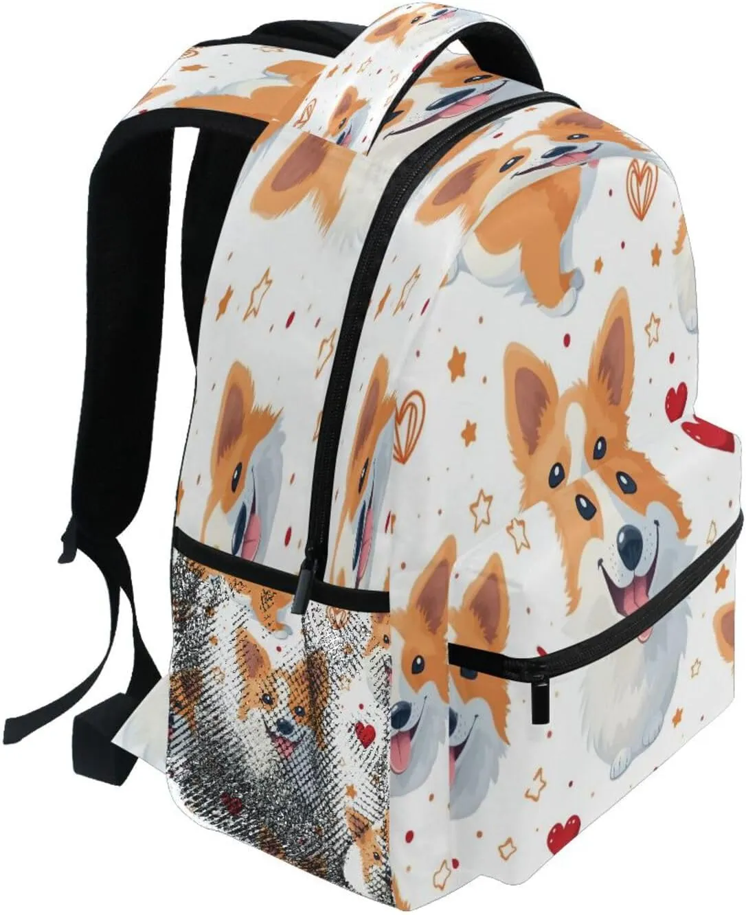 Laptop Backpack for Unisex Adult Waterproof Carry On Backpacks with Chest Strap for Business Work College Travel Trip Cute Cartoon Puppy Dog White