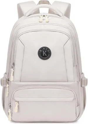Laptop Backpack for Women Men 17 Inch , Anti Theft Carry on Travel Backpacks, Water Resistant College Bookbag Large Kids School Bag for Teens Boys Girls Business Work Back Pack Casual Daypack Beige