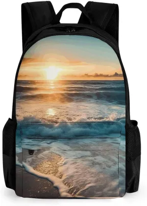 Laptop Backpack for Women Men Daypack Ocean Sunrise Backpacks Computer Bag Travel Laptop Bag Casual Work Bag