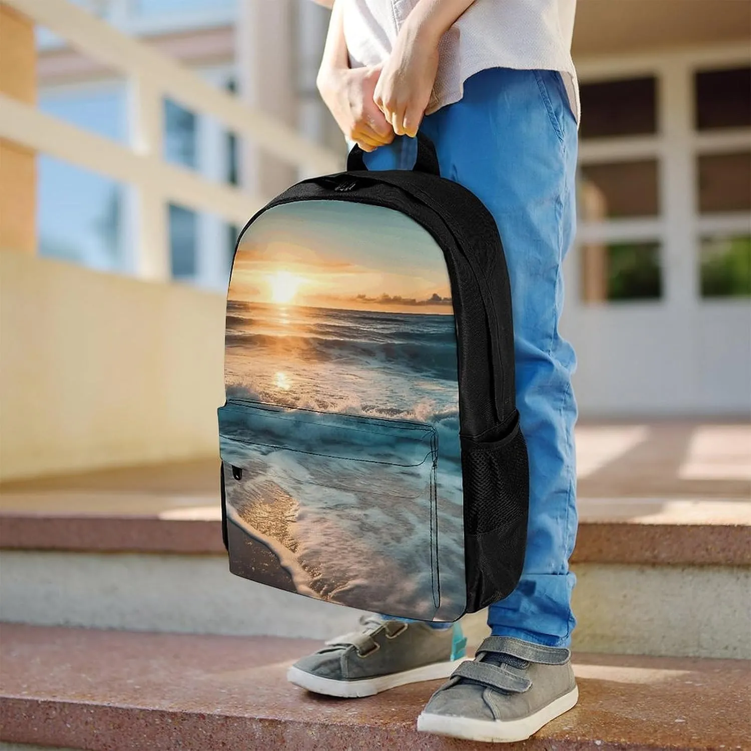 Laptop Backpack for Women Men Daypack Ocean Sunrise Backpacks Computer Bag Travel Laptop Bag Casual Work Bag