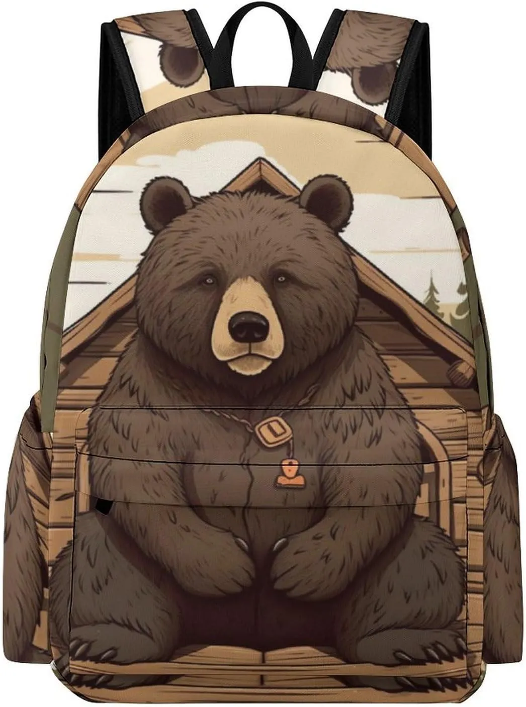 Laptop Backpack for Women Men Daypack Waterproof Rustic Lodge Bear Computer Bag Business Work Bag for Travel