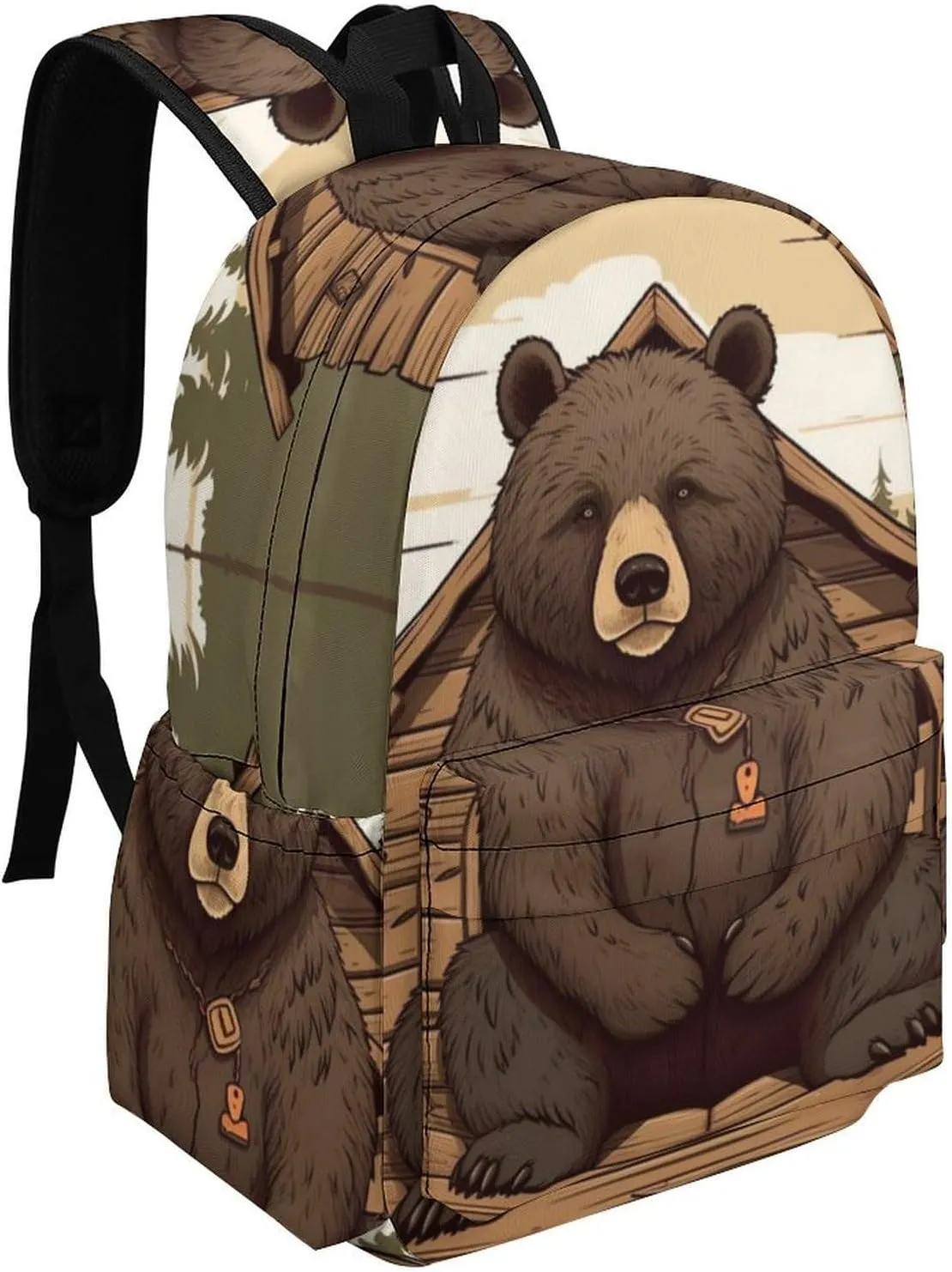 Laptop Backpack for Women Men Daypack Waterproof Rustic Lodge Bear Computer Bag Business Work Bag for Travel