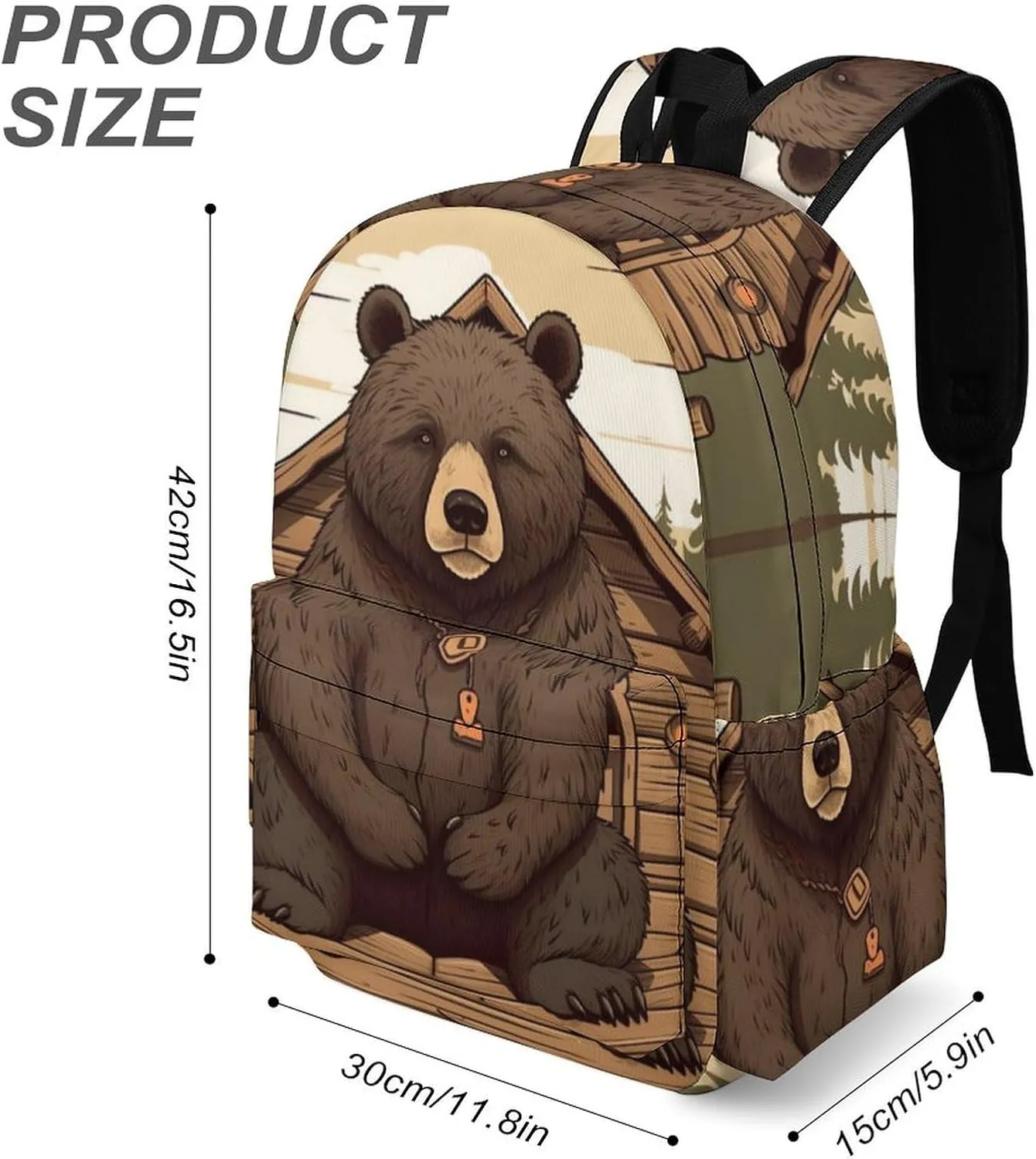 Laptop Backpack for Women Men Daypack Waterproof Rustic Lodge Bear Computer Bag Business Work Bag for Travel