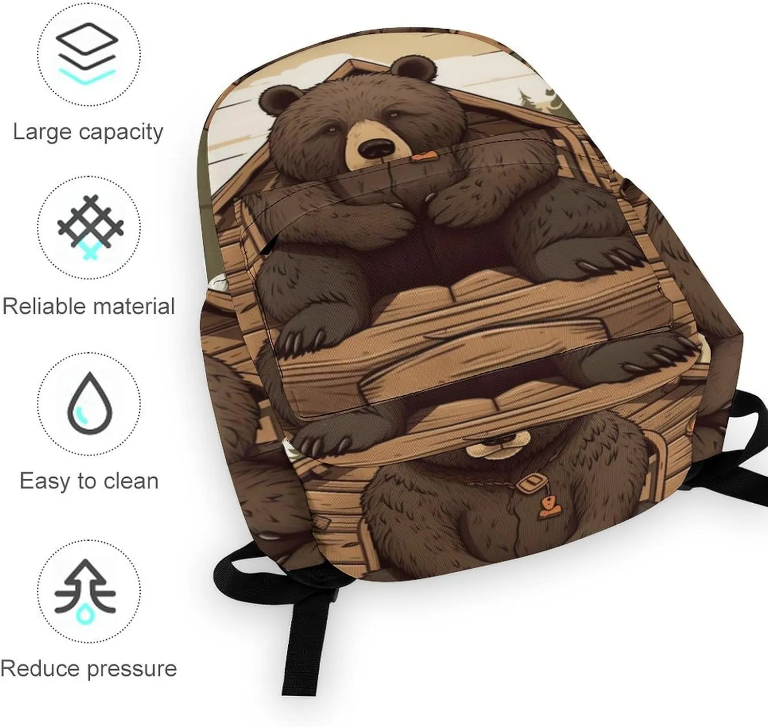 Laptop Backpack for Women Men Daypack Waterproof Rustic Lodge Bear Computer Bag Business Work Bag for Travel