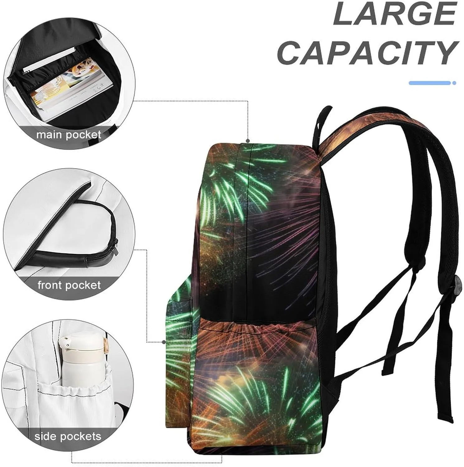 Laptop Backpack for Women Men Daypack Waterproof Splendid Fireworks Computer Bag Business Work Bag for Travel