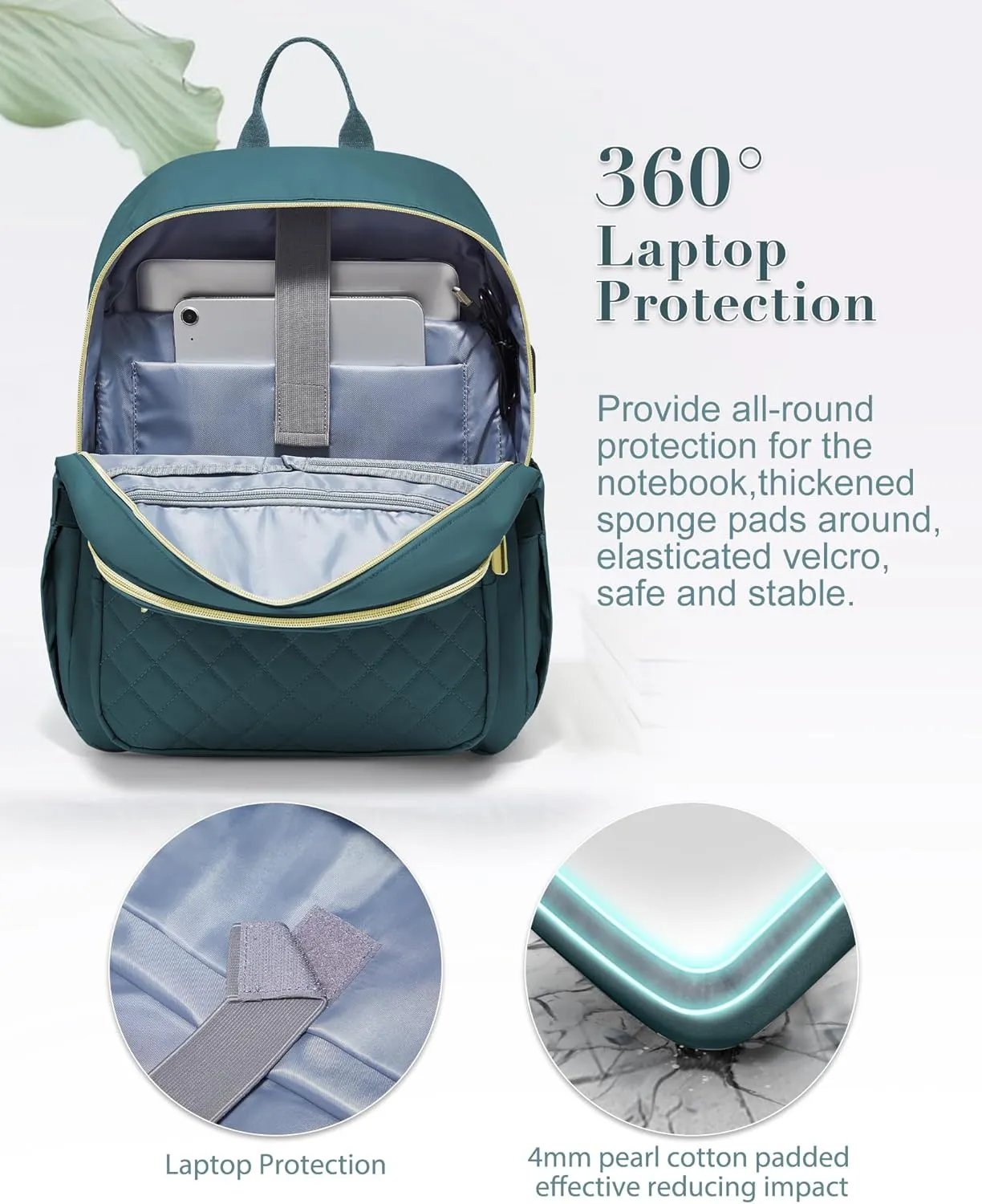 Laptop Backpack for Women Mens,Waterproof Work Business Bags College Backpack Laptop Computer Bag Travel Backpack Purse for College, Business,Travel Fits 15.6 Inch Laptop Peacock Blue