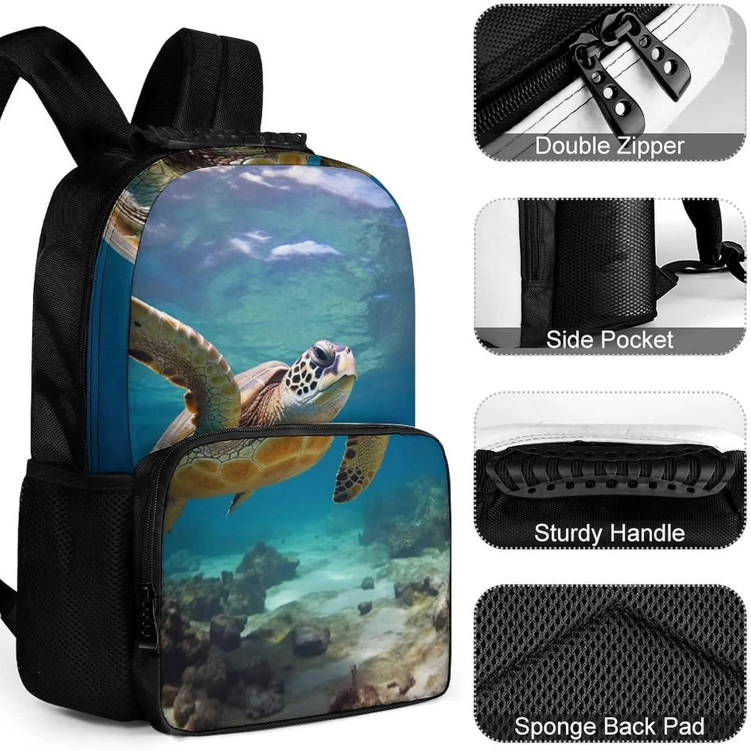 Laptop Backpack Sea Turtle Daypack Computer Bag Travel Laptop Bag Casual Nurse Bag for Women Men