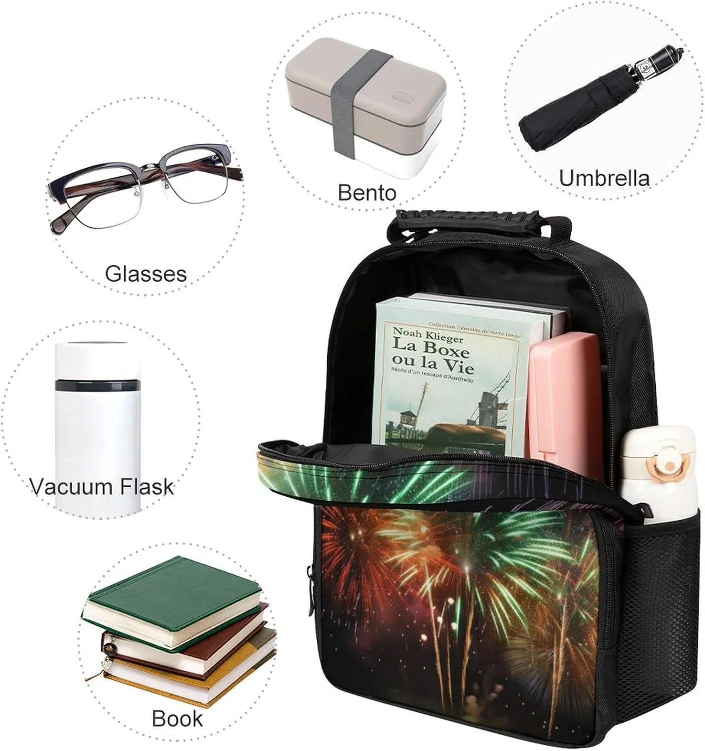 Laptop Backpack Splendid Fireworks Daypack Computer Bag Travel Laptop Bag Casual Nurse Bag for Women Men