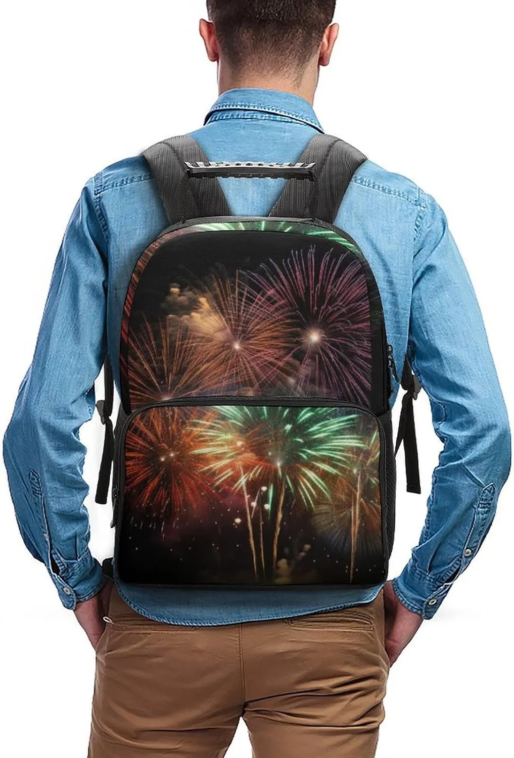 Laptop Backpack Splendid Fireworks Daypack Computer Bag Travel Laptop Bag Casual Nurse Bag for Women Men