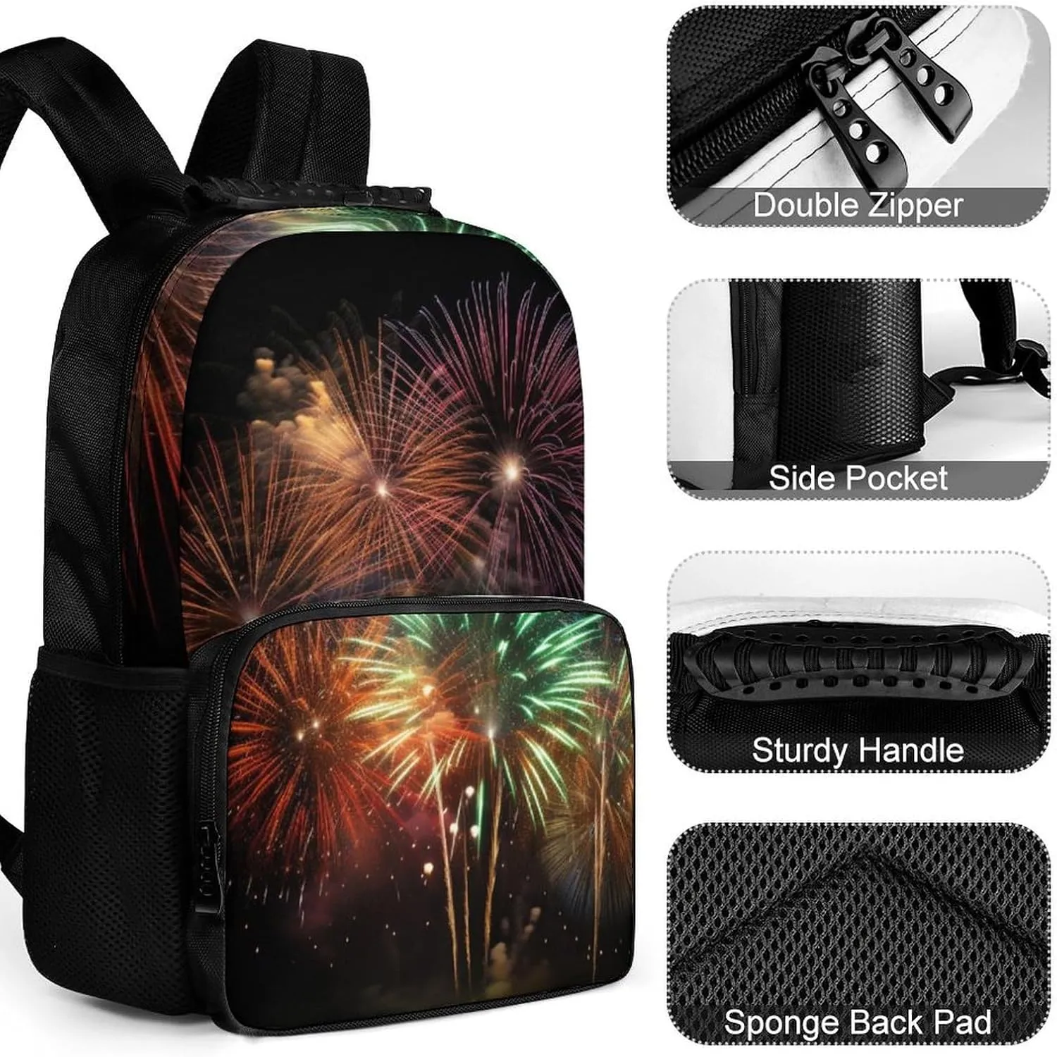 Laptop Backpack Splendid Fireworks Daypack Computer Bag Travel Laptop Bag Casual Nurse Bag for Women Men