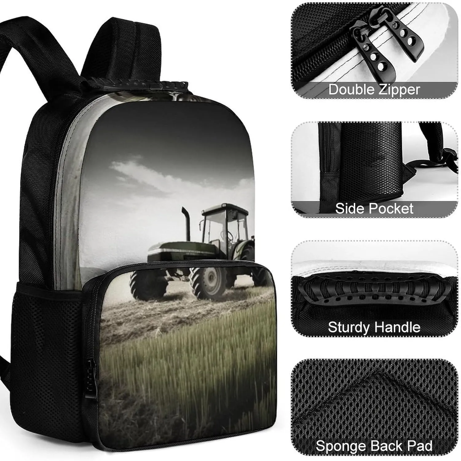 Laptop Backpack Tractor Agriculture Tranquil Daypack Computer Bag Travel Laptop Bag Casual Nurse Bag for Women Men