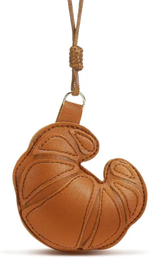 Leather Horn Bag Charm Keychain for Bag Cute Bread Keychain Accessory for Women Backpack Car Purse Handbag Pendant Accessories Attachment Hanging Decoration
