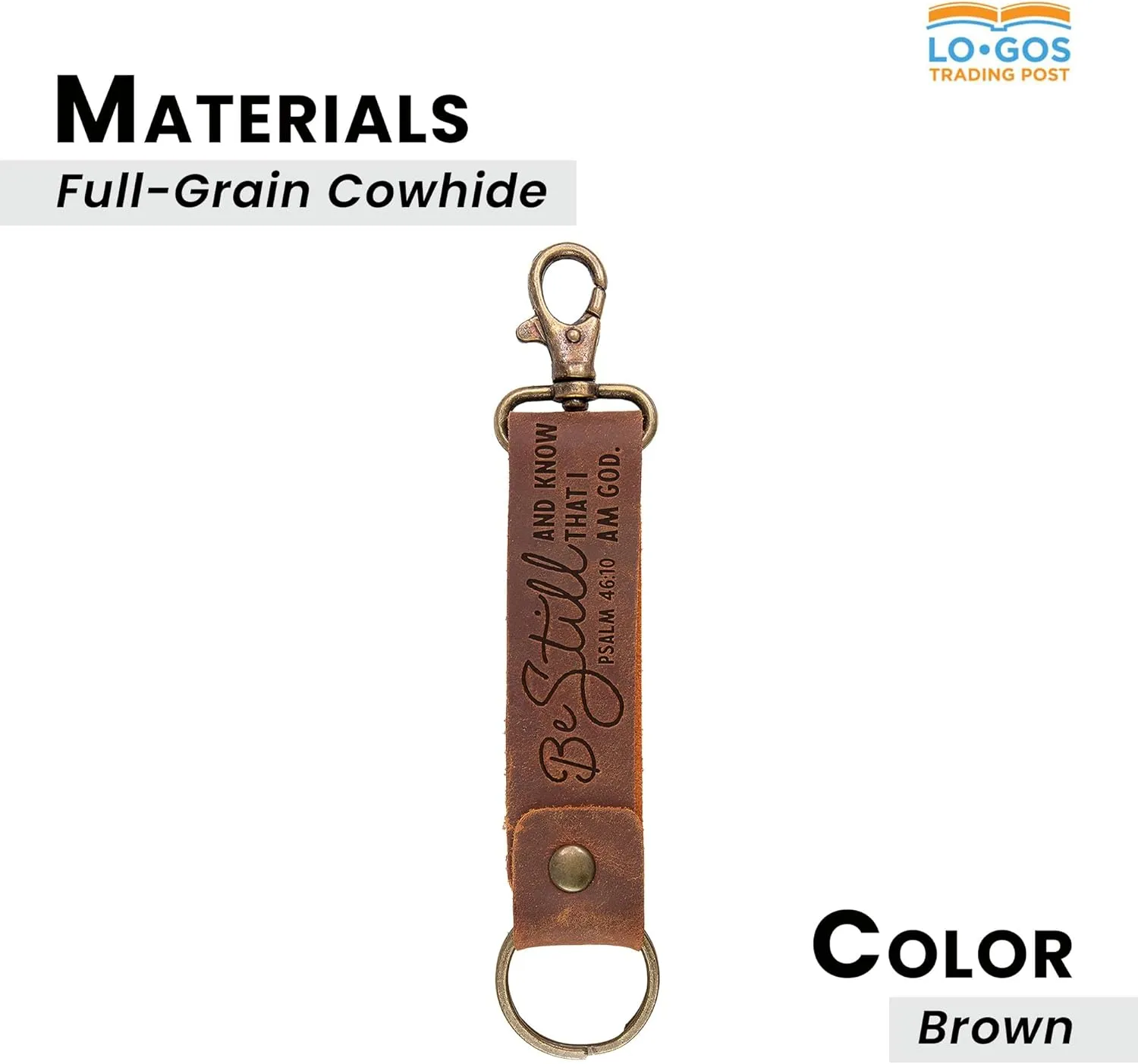 LO·GOS TRADING POST Leather Keychain - Hand-Stitched Genuine Cowhide Leather Keychain Strap