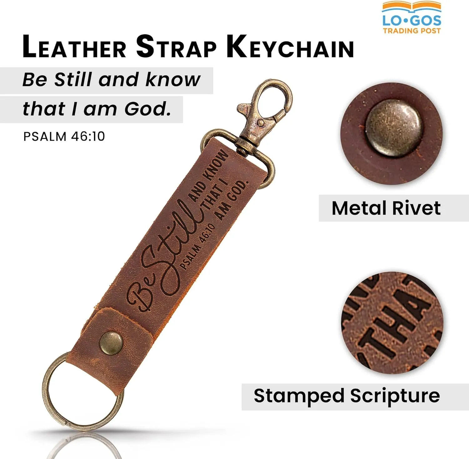 LO·GOS TRADING POST Leather Keychain - Hand-Stitched Genuine Cowhide Leather Keychain Strap