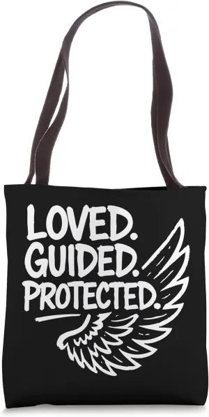 Loved Guided Protected – Bold Angel Wing Faith Design Tote Bag