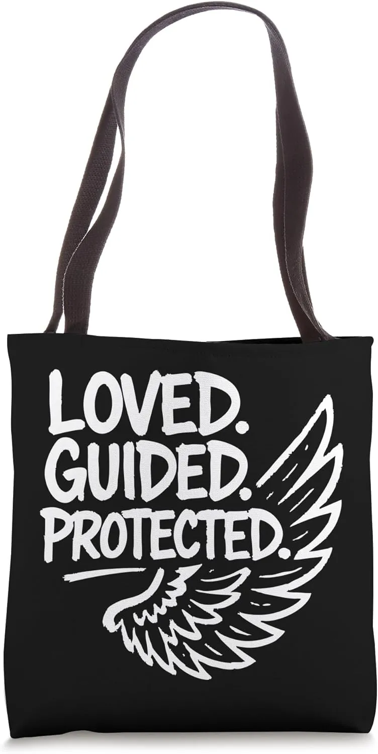 Loved Guided Protected – Bold Angel Wing Faith Design Tote Bag