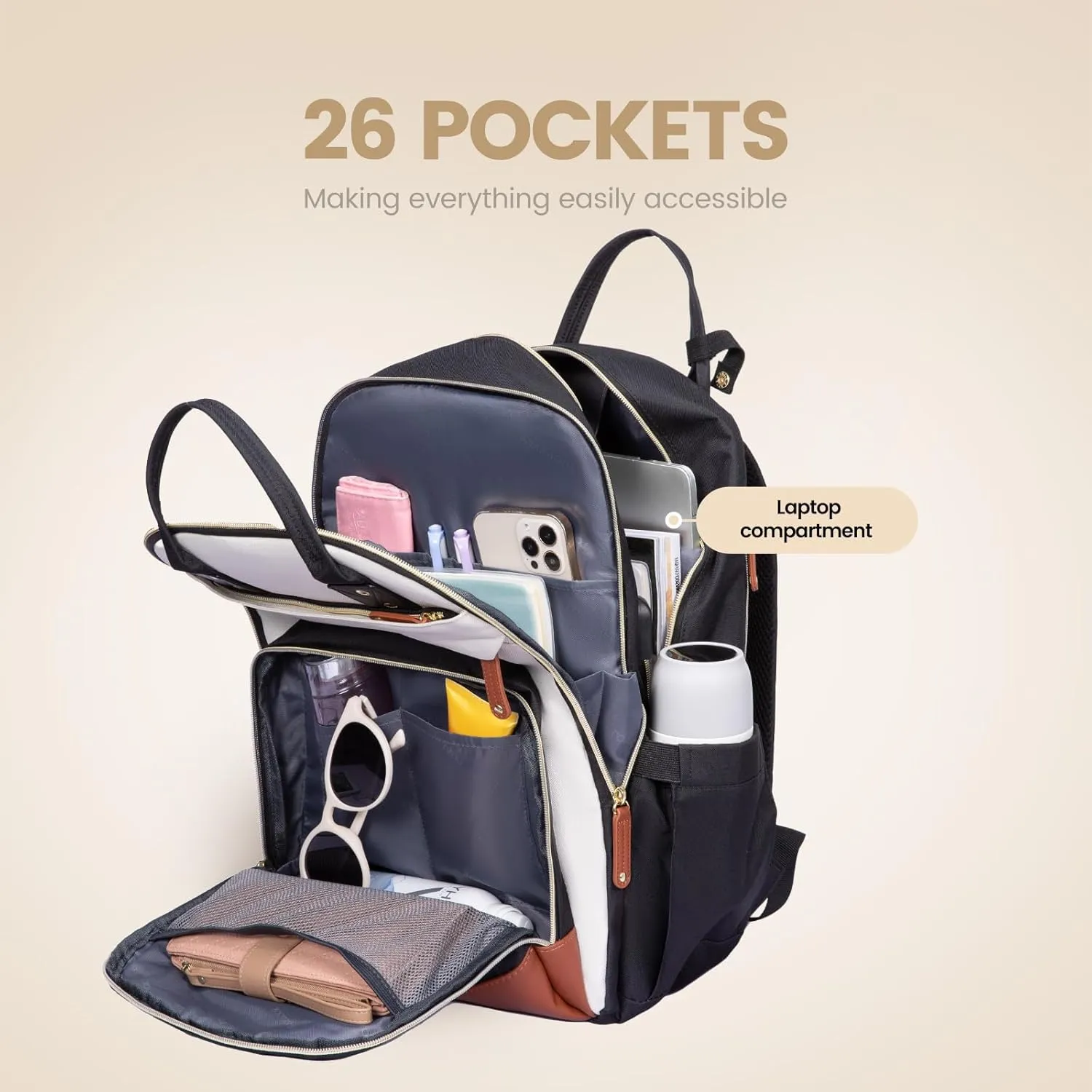LOVEVOOK Laptop Backpack Women,Large Capacity 15.6 inch Laptop Bag Travel Backpack for Women,Computer Work College Teacher Backpacks with USB Port,Waterproof Personal Item Backpack Casual Daypack