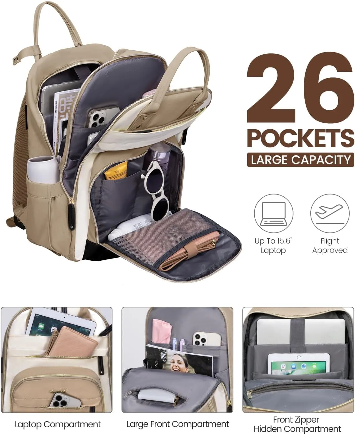 LOVEVOOK Laptop Backpack Women,Large Capacity 15.6 inch Laptop Bag Travel Backpack for Women,Computer Work College Teacher Backpacks with USB Port,Waterproof Personal Item Backpack Casual Daypack