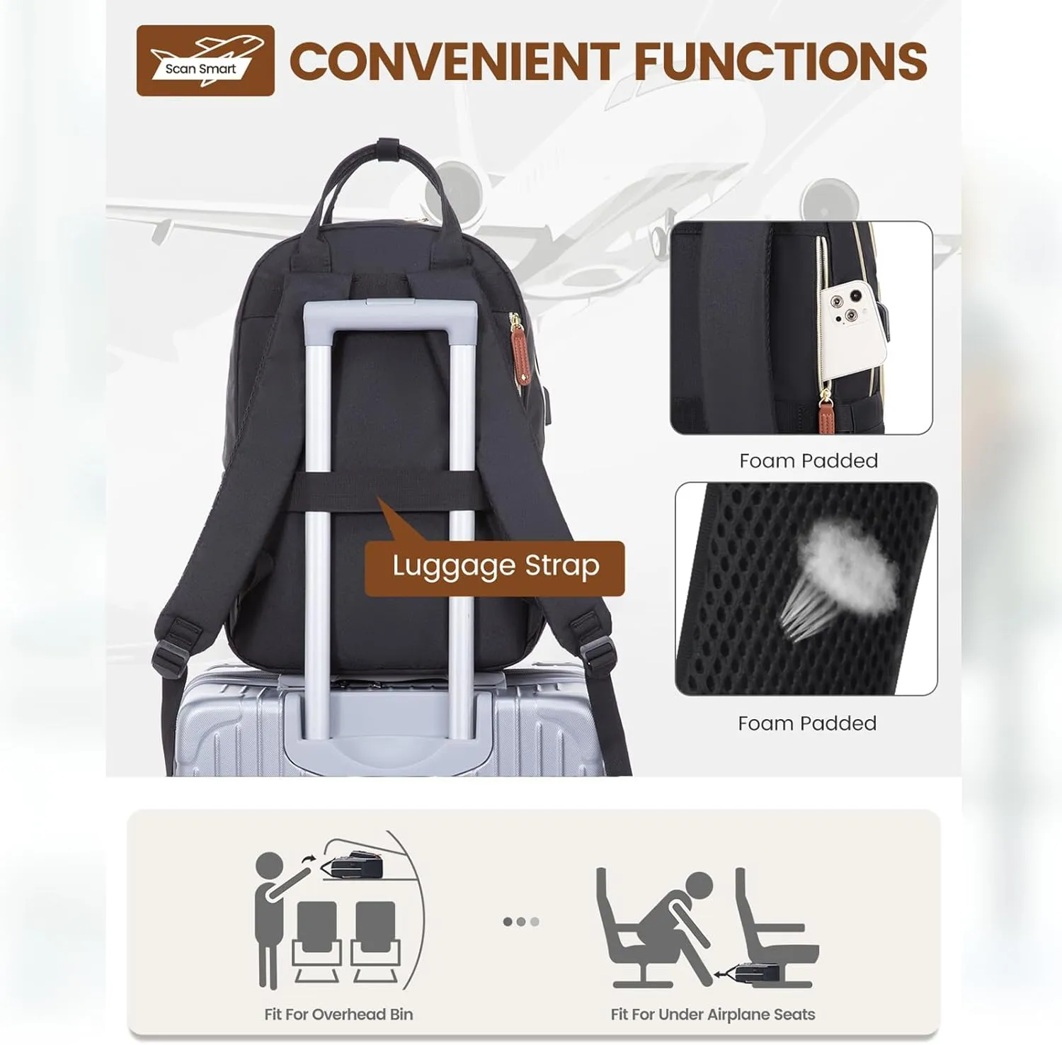 LOVEVOOK Laptop Backpack Women,Large Capacity 15.6 inch Laptop Bag Travel Backpack for Women,Computer Work College Teacher Backpacks with USB Port,Waterproof Personal Item Backpack Casual Daypack
