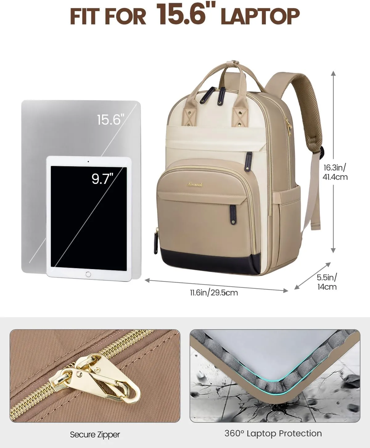 LOVEVOOK Laptop Backpack Women,Large Capacity 15.6 inch Laptop Bag Travel Backpack for Women,Computer Work College Teacher Backpacks with USB Port,Waterproof Personal Item Backpack Casual Daypack
