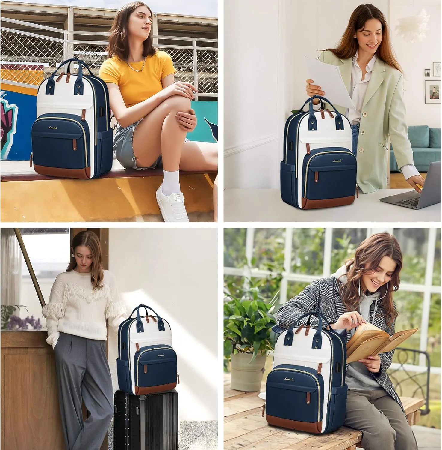 LOVEVOOK Laptop Backpack Women,Large Capacity 15.6 inch Laptop Bag Travel Backpack for Women,Computer Work College Teacher Backpacks with USB Port,Waterproof Personal Item Backpack Casual Daypack