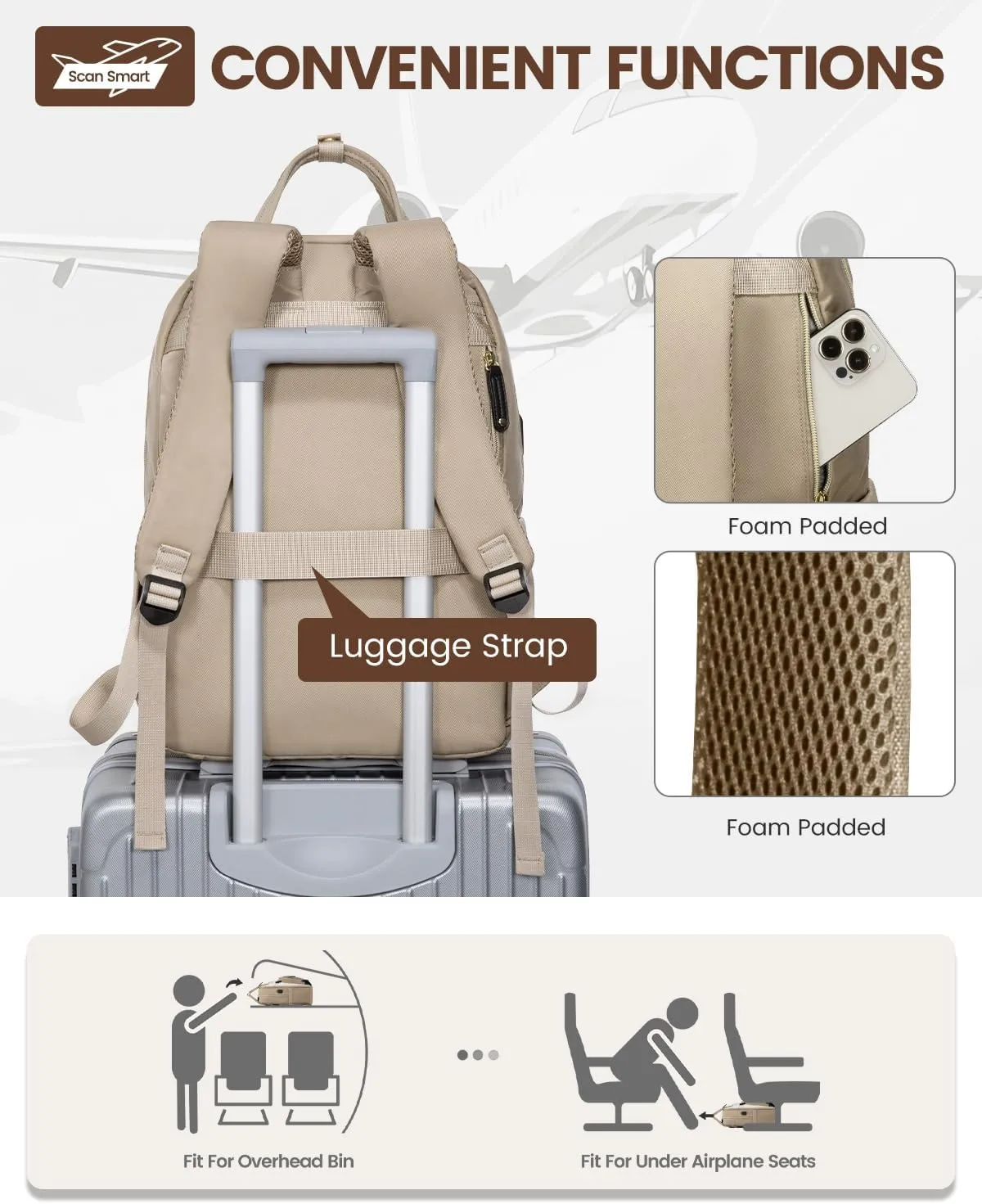 LOVEVOOK Laptop Backpack Women,Large Capacity 15.6 inch Laptop Bag Travel Backpack for Women,Computer Work College Teacher Backpacks with USB Port,Waterproof Personal Item Backpack Casual Daypack