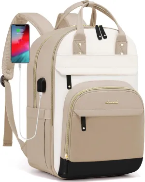 LOVEVOOK Laptop Backpack Women,Large Capacity 15.6 inch Laptop Bag Travel Backpack for Women,Computer Work College Teacher Backpacks with USB Port,Waterproof Personal Item Backpack Casual Daypack