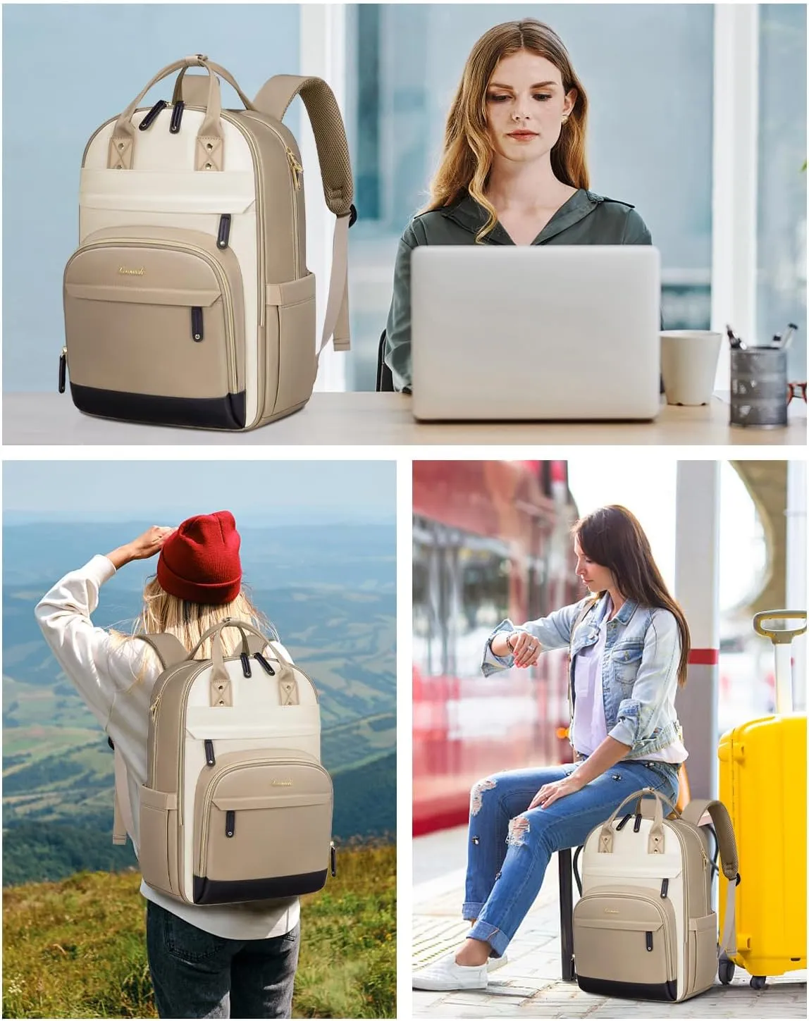 LOVEVOOK Laptop Backpack Women,Large Capacity 15.6 inch Laptop Bag Travel Backpack for Women,Computer Work College Teacher Backpacks with USB Port,Waterproof Personal Item Backpack Casual Daypack
