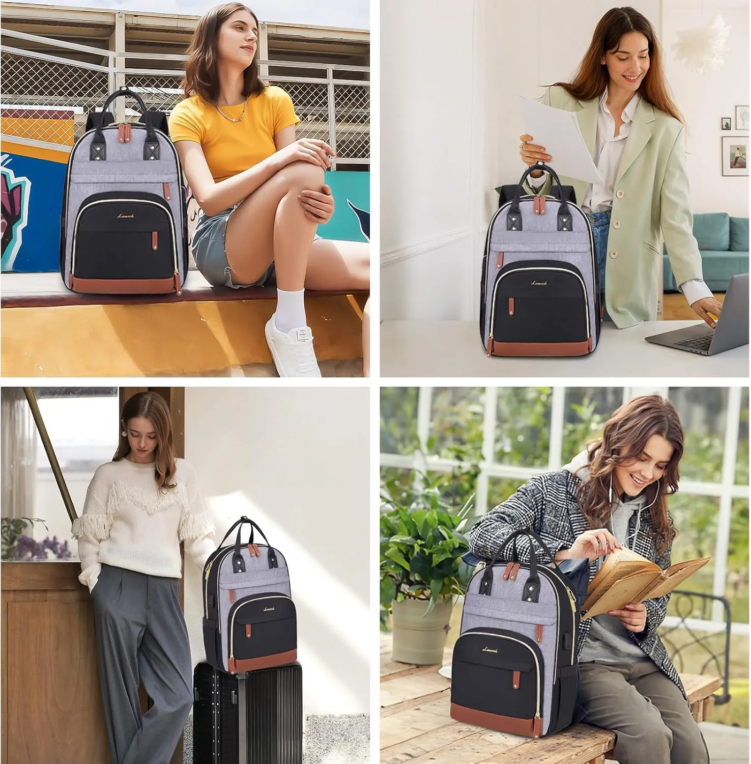 LOVEVOOK Laptop Backpack Women,Large Capacity 15.6 inch Laptop Bag Travel Backpack for Women,Computer Work College Teacher Backpacks with USB Port,Waterproof Personal Item Backpack Casual Daypack