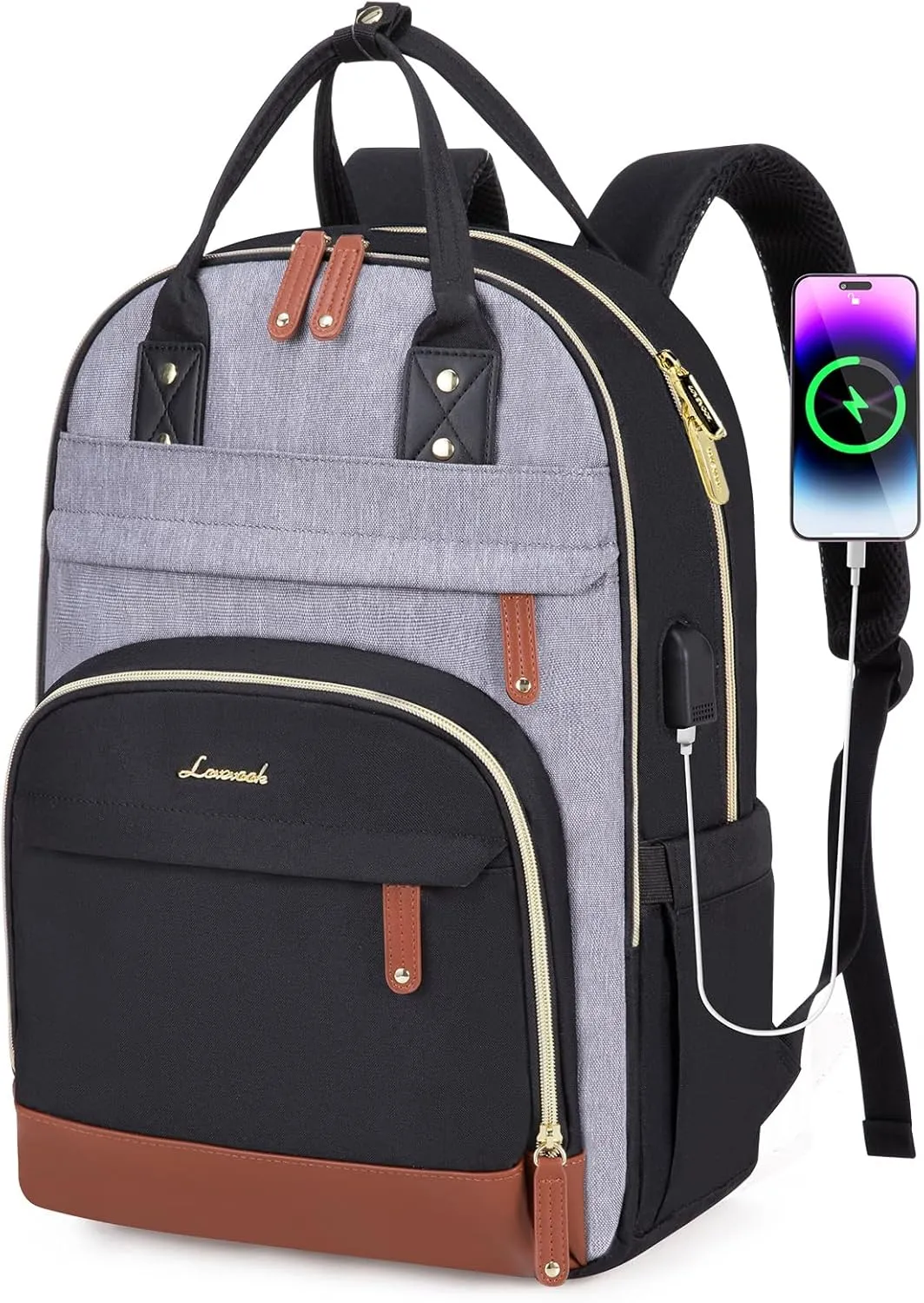 LOVEVOOK Laptop Backpack Women,Large Capacity 15.6 inch Laptop Bag Travel Backpack for Women,Computer Work College Teacher Backpacks with USB Port,Waterproof Personal Item Backpack Casual Daypack