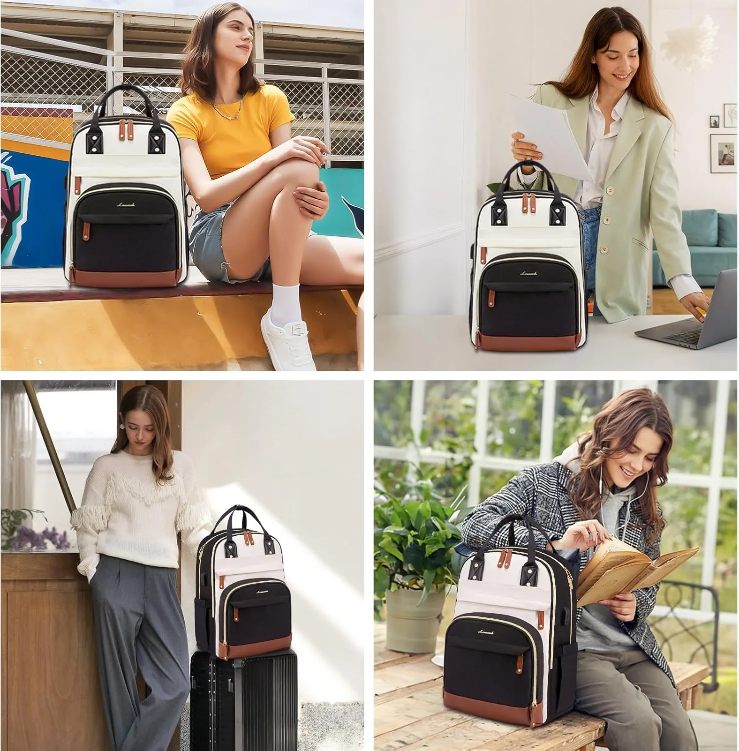 LOVEVOOK Laptop Backpack Women,Large Capacity 15.6 inch Laptop Bag Travel Backpack for Women,Computer Work College Teacher Backpacks with USB Port,Waterproof Personal Item Backpack Casual Daypack