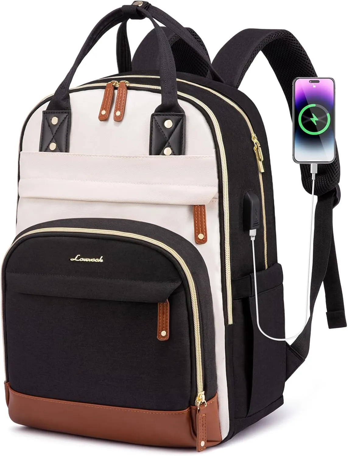 LOVEVOOK Laptop Backpack Women,Large Capacity 15.6 inch Laptop Bag Travel Backpack for Women,Computer Work College Teacher Backpacks with USB Port,Waterproof Personal Item Backpack Casual Daypack