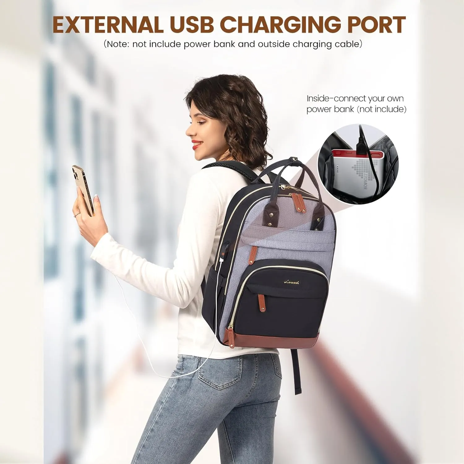 LOVEVOOK Laptop Backpack Women,Large Capacity 15.6 inch Laptop Bag Travel Backpack for Women,Computer Work College Teacher Backpacks with USB Port,Waterproof Personal Item Backpack Casual Daypack
