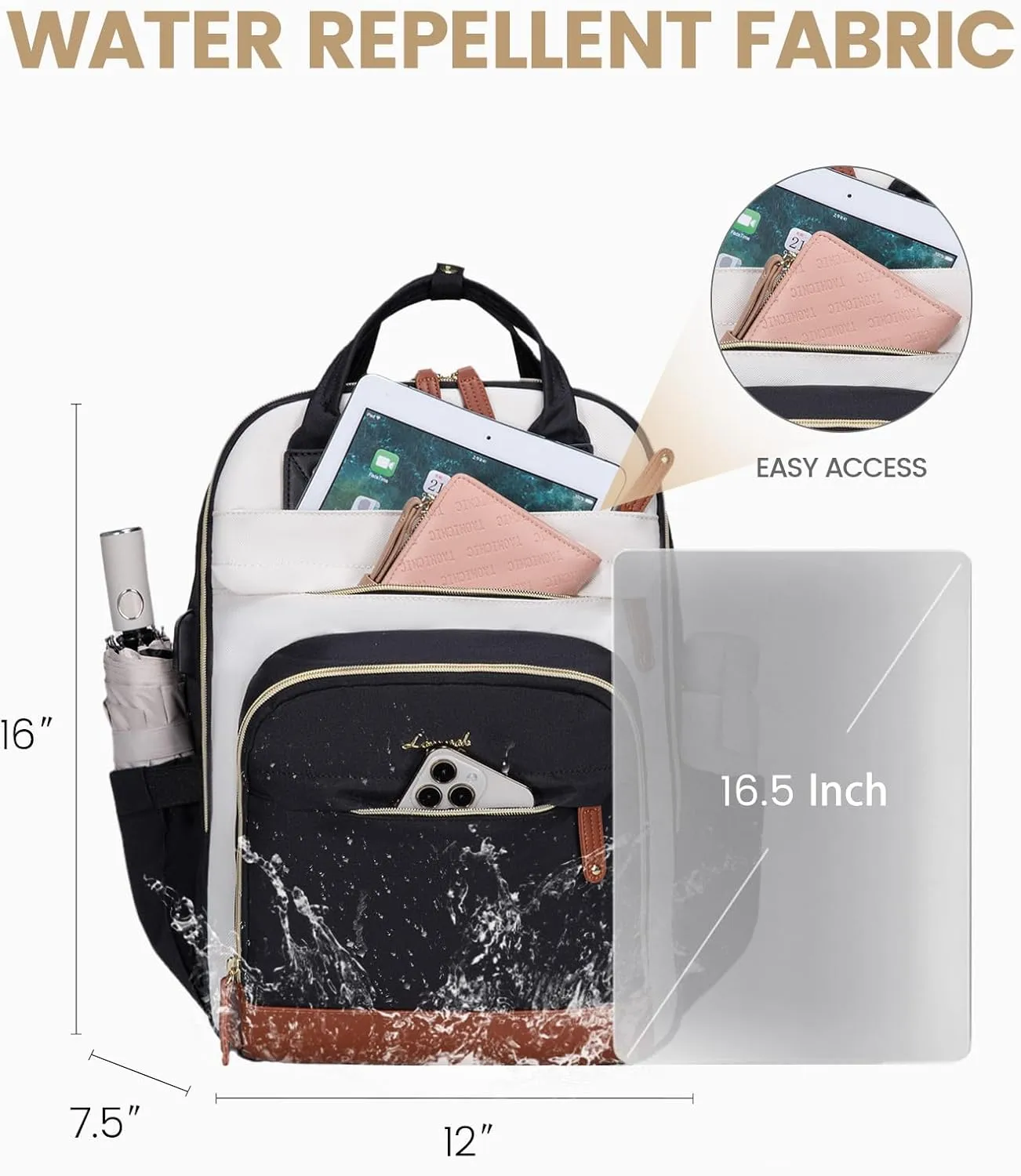 LOVEVOOK Laptop Backpack Women,Large Capacity 15.6 inch Laptop Bag Travel Backpack for Women,Computer Work College Teacher Backpacks with USB Port,Waterproof Personal Item Backpack Casual Daypack