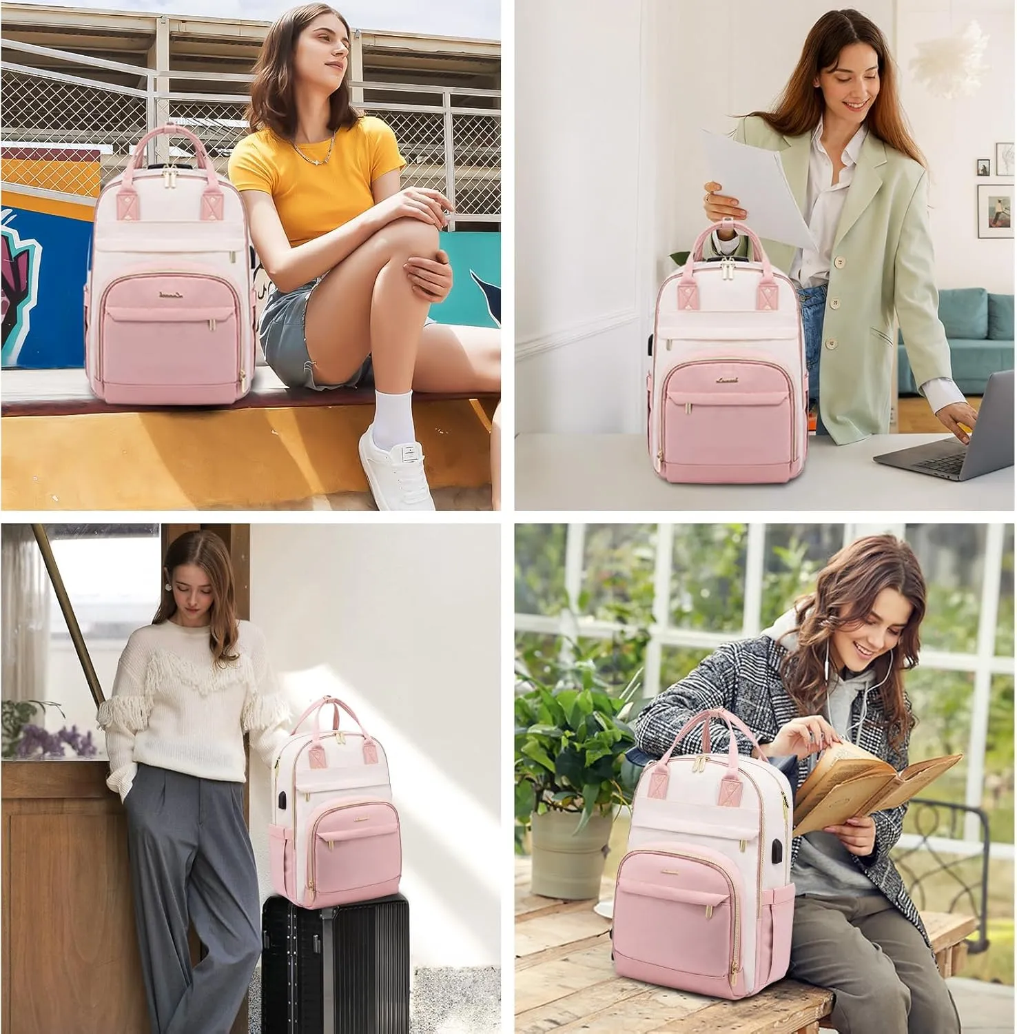 LOVEVOOK Laptop Backpack Women,Large Capacity 17.3 inch Laptop Bag Travel Backpack for Women,Computer Work College Teacher Backpacks with USB Port,Waterproof Personal Item Backpack Casual Daypack