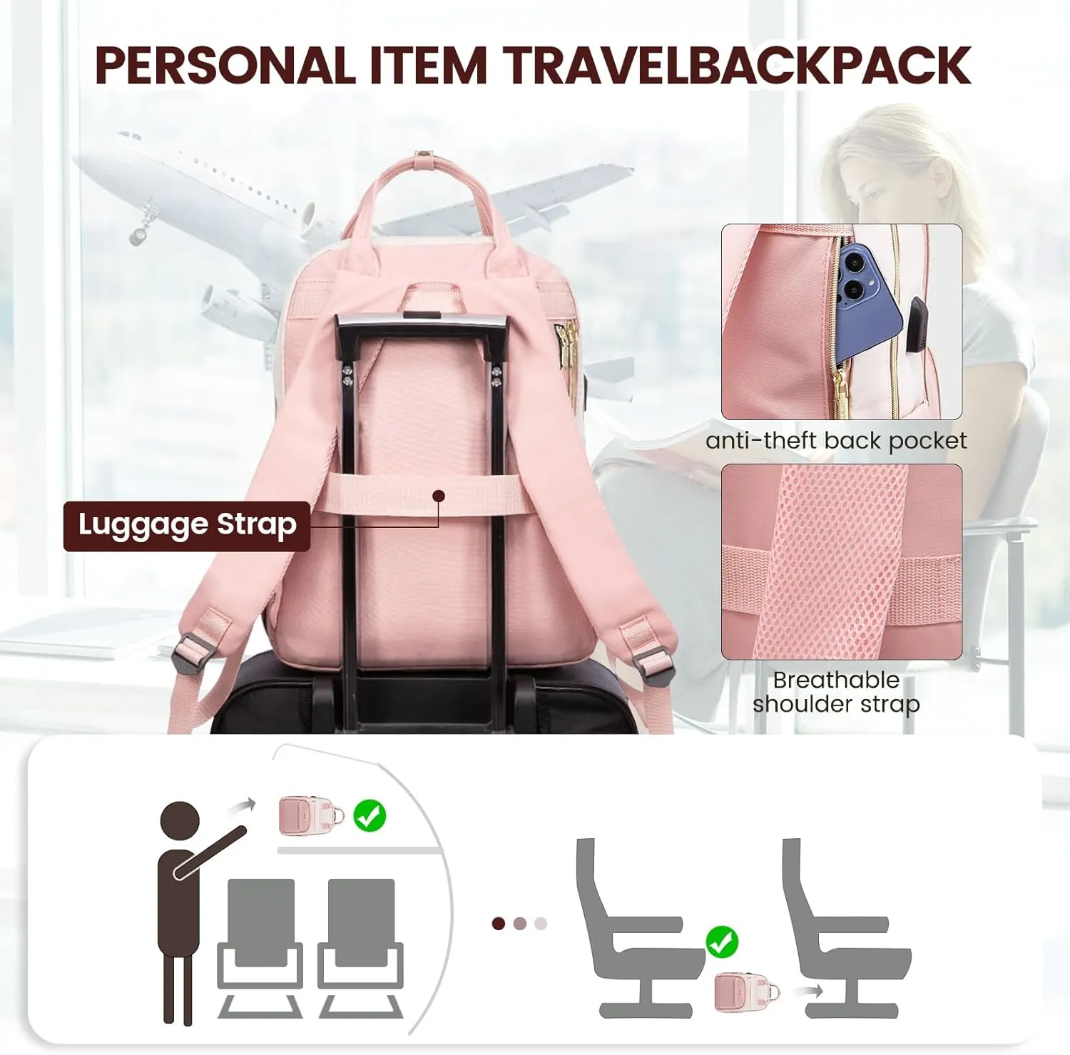 LOVEVOOK Laptop Backpack Women,Large Capacity 17.3 inch Laptop Bag Travel Backpack for Women,Computer Work College Teacher Backpacks with USB Port,Waterproof Personal Item Backpack Casual Daypack