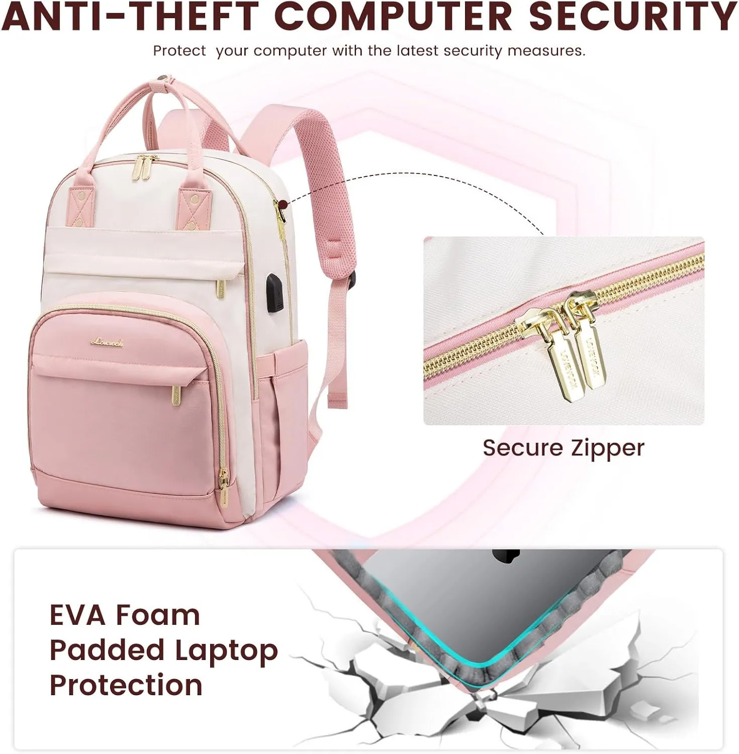 LOVEVOOK Laptop Backpack Women,Large Capacity 17.3 inch Laptop Bag Travel Backpack for Women,Computer Work College Teacher Backpacks with USB Port,Waterproof Personal Item Backpack Casual Daypack