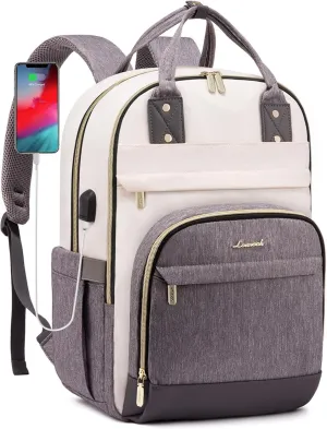 LOVEVOOK Laptop Backpack Women,Large Capacity 18.4 inch Laptop Bag Travel Backpack for Women,Computer Work College Teacher Backpacks with USB Port,Waterproof Personal Item Backpack Casual Daypack