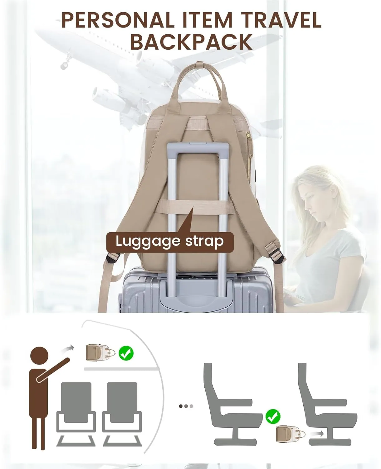 LOVEVOOK Laptop Backpack Women,Large Capacity 18.4 inch Laptop Bag Travel Backpack for Women,Computer Work College Teacher Backpacks with USB Port,Waterproof Personal Item Backpack Casual Daypack