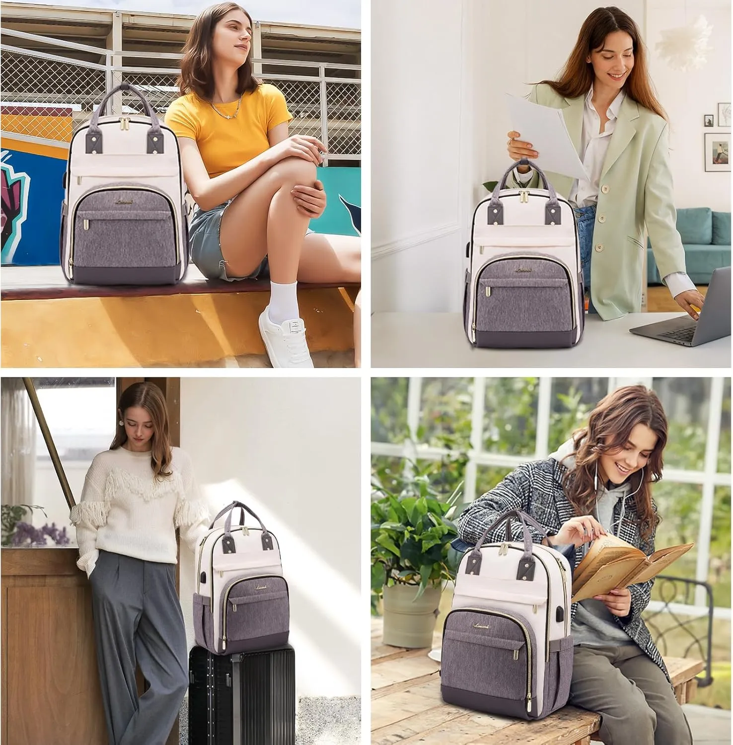 LOVEVOOK Laptop Backpack Women,Large Capacity 18.4 inch Laptop Bag Travel Backpack for Women,Computer Work College Teacher Backpacks with USB Port,Waterproof Personal Item Backpack Casual Daypack