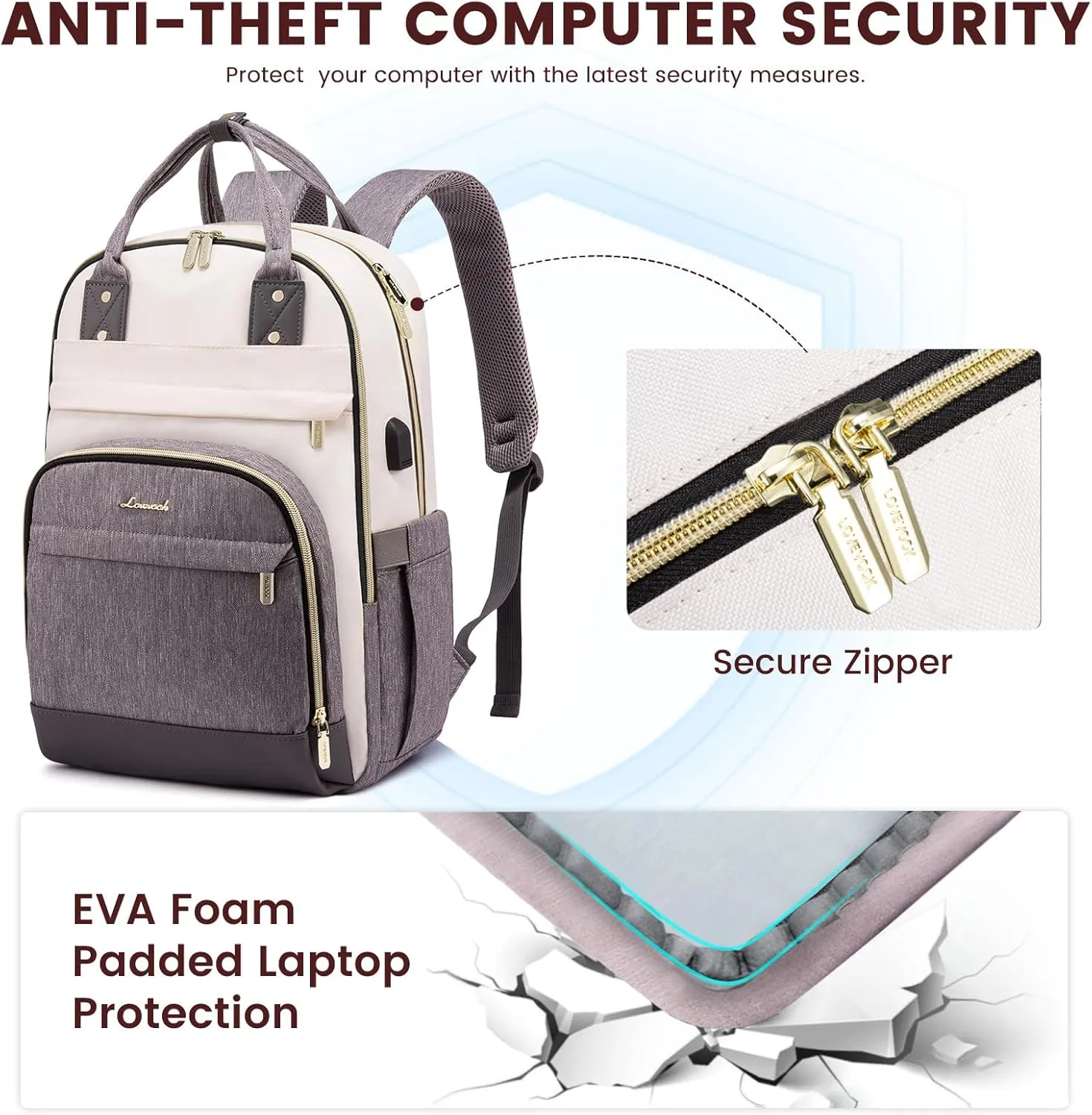LOVEVOOK Laptop Backpack Women,Large Capacity 18.4 inch Laptop Bag Travel Backpack for Women,Computer Work College Teacher Backpacks with USB Port,Waterproof Personal Item Backpack Casual Daypack