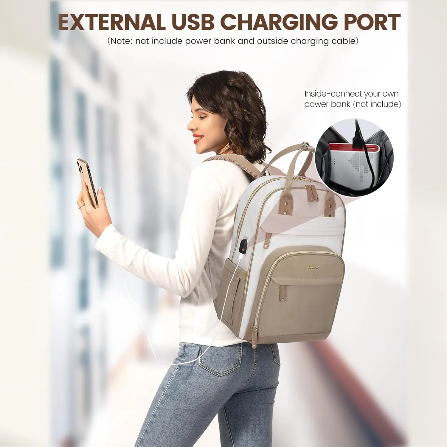 LOVEVOOK Laptop Backpack Women,Large Capacity 18.4 inch Laptop Bag Travel Backpack for Women,Computer Work College Teacher Backpacks with USB Port,Waterproof Personal Item Backpack Casual Daypack