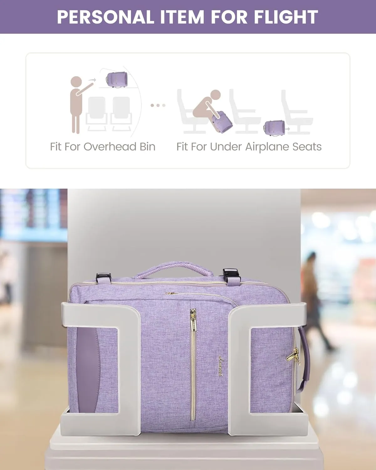LOVEVOOK Large Travel Backpack for Women, 40L Flight Approved Carry on Backpack Waterproof 17inch Luggage Daypack Business Weekender Overnight Backpacks Bag with 3 Packing Cubes, Taro Purple