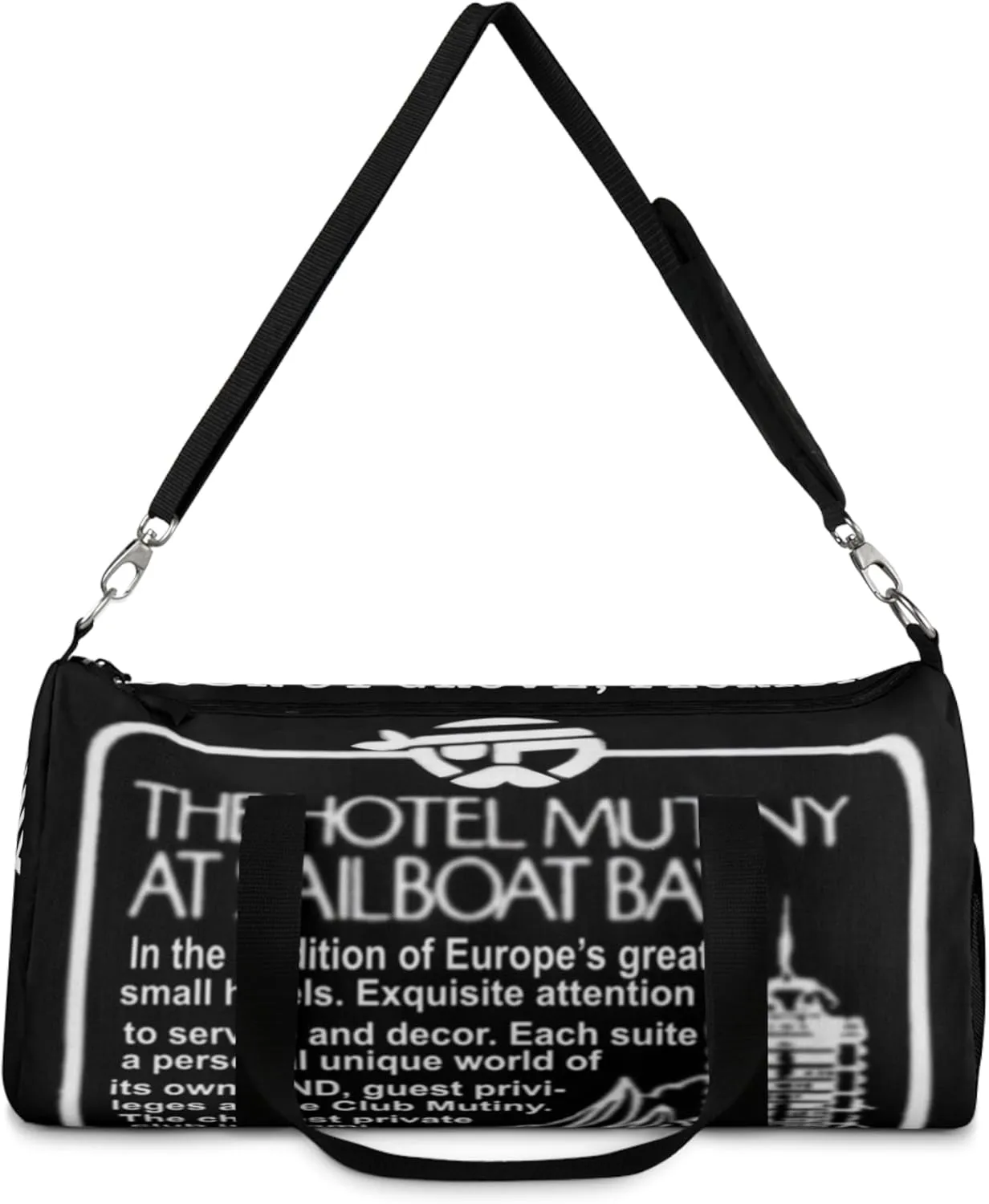 Luxury Club Hotel The Mutiny at Sailboat Bay Black Duffel Bag - Miami Private Club Design, Travel, Gym Carry-On Tote