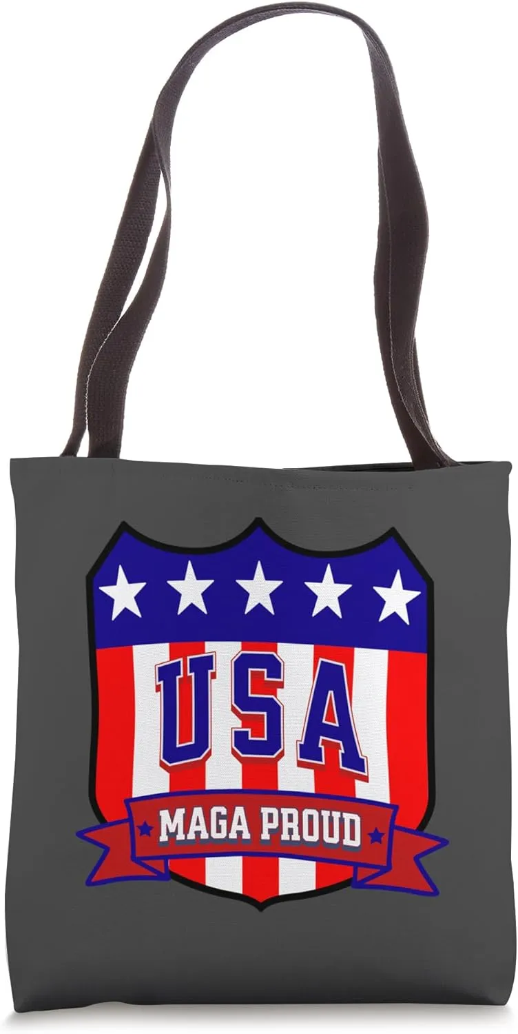 MAGA Proud - Union Shield American Values & Liberty Emblem Tote Bag