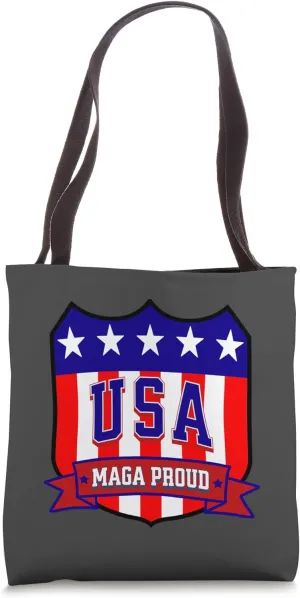 MAGA Proud - Union Shield American Values & Liberty Emblem Tote Bag